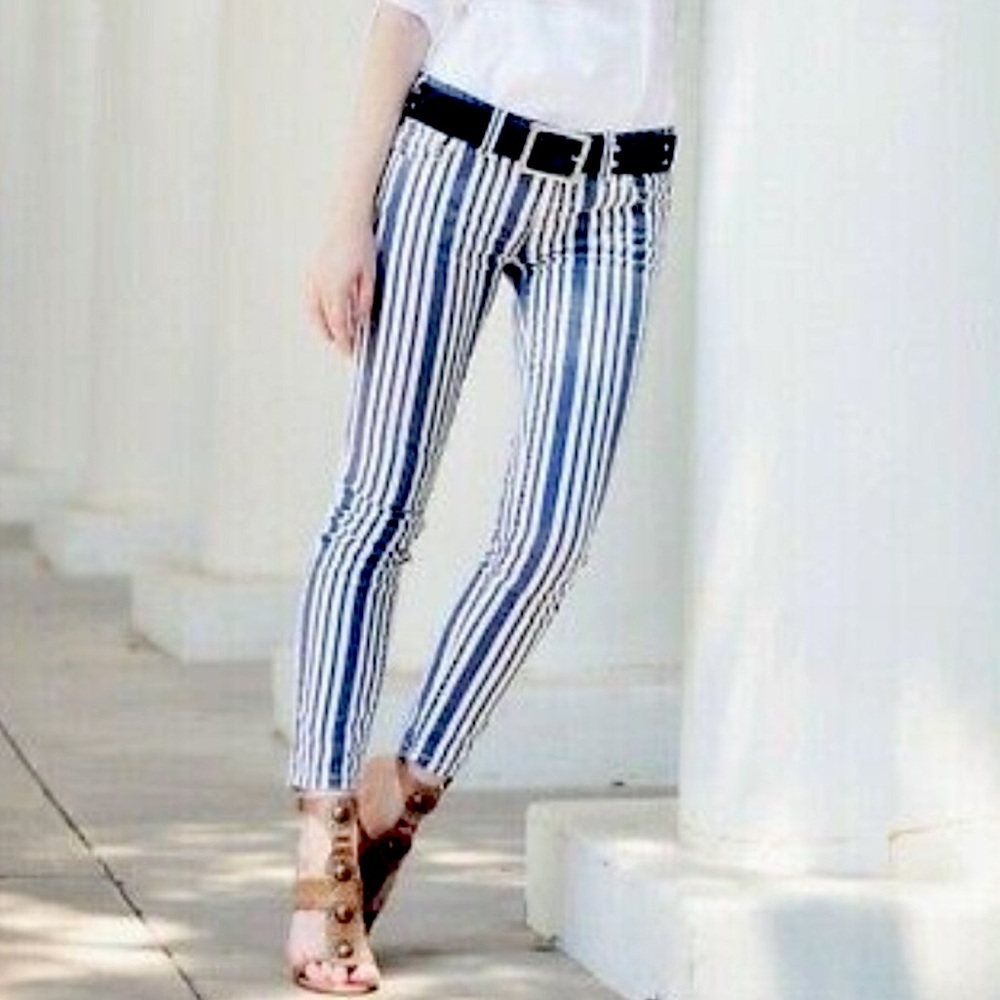Free People Striped Skinny Jeans size 28